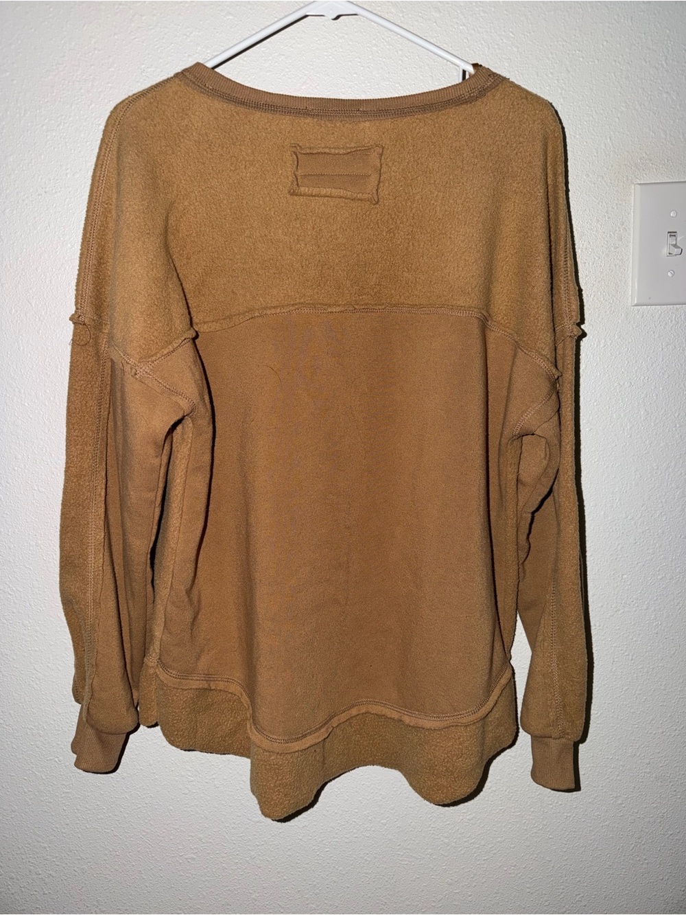 New In Camel Brown Oversized Raw Seam Pullover Top - Picture 4 of 6